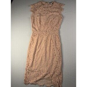 Rachel Zoe Los Angeles New York Long Dress 4 Lace Ruffled Nude Tan See Through